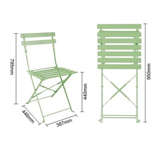 photo 4 chaises de terrasse pliantes en acier bolero vert clair (lot de 2)