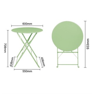 photo 4 table de terrasse carrée pliante en acier bolero vert clair 595 mm