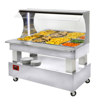 photo 1 buffet chauffant mural, bain marie, 4x gn1/1-150 bois blanc