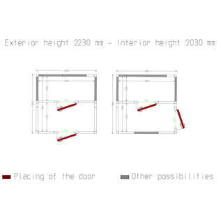 photo 5 chambre combi iso 100, dim. int. 2830 x 1430  2830 x 1230 xh 2230  mm  9,02  7,76 m