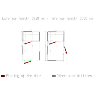 photo 2 chambre combi iso 100, dim. int. 2230 x 2630  2230 x 1230 xh 2230 mm  13,08  6,12 m