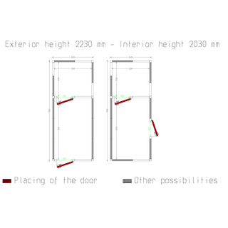 photo 5 chambre combi iso 100, dim.int. 2230 x 3630  2230 x 2030 xh 2230 mm  18,05  10,09 m