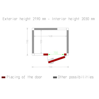 photo 5 chambre iso 80, dim. int. 1430 x 1030 xh 2030 mm  2,99 m