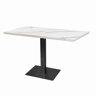 photo 1 tables rectangulaires 110 x 70cm pied noir - marbre blanc - lot de 2 tables