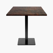 Photo 1 matériel référence MIL77E2368Z: Tables carrées 70x70cm pied noir - underground rouille - Lot de 4 tables