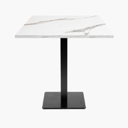 Photo 1 matériel référence MIL77E5145SOLID: Tables carrées 70x70cm pied noir - marbre blanc - Lot de 4 tables
