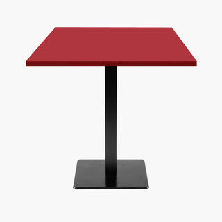 photo 1 tables carrées 70x70cm pied noir - rouge - lot de 4 tables