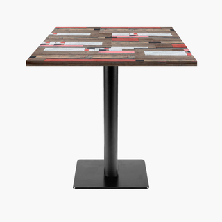 photo 1 tables carrées 70x70cm pied noir - redden wood - lot de 4 tables