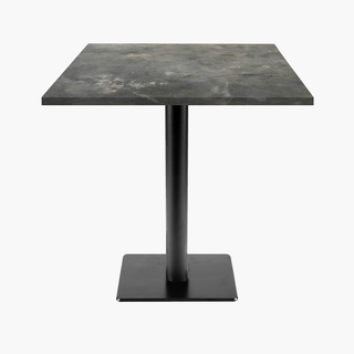 photo 1 tables carrées 70x70cm pied noir - pierre metallisee - lot de 4 tables