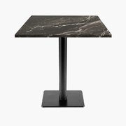 Photo 1 matériel référence MILT77E1456P: Tables carrées 70x70cm pied noir - marbre royal - Lot de 4 tables