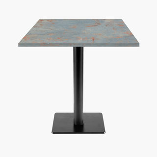photo 1 tables carrées 70x70cm pied noir - gris rouille - lot de 4 tables