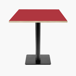 photo 1 tables carrées 70x70cm pied noir - rouge - lot de 4 tables