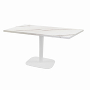 Photo 1 matériel référence RNDB11070ME5145SOLID: Tables rectangulaires 110 x 70cm pied blanc - marbre blanc - Lot de 2 tables