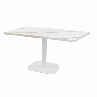 photo 1 tables rectangulaires 110 x 70cm pied blanc - marbre blanc - lot de 2 tables