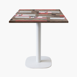 photo 1 tables carrées 70x70cm pied blanc - redden wood - lot de 4 tables