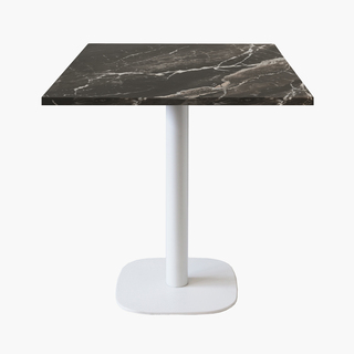 photo 1 tables carrées 70x70cm pied blanc - marbre royal - lot de 4 tables