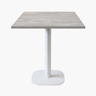 photo 1 tables carrées 70x70cm pied blanc - beton naturel - lot de 4 tables