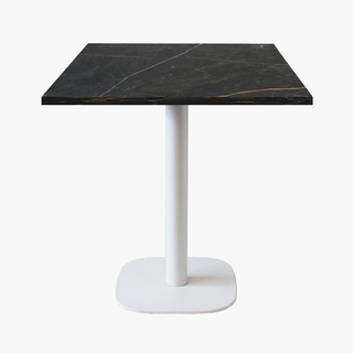 photo 1 tables carrées 70x70cm pied blanc - marbre elite - lot de 4 tables