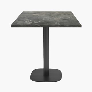 photo 1 tables carrées 70x70cm pied noir - pierre metallisee - lot de 4 tables