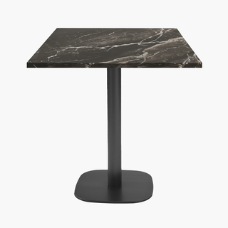 photo 1 tables carrées 70x70cm pied noir - marbre royal - lot de 4 tables