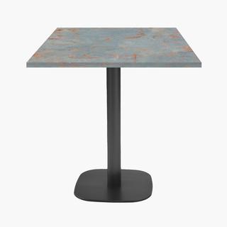 photo 1 tables carrées 70x70cm pied noir - gris rouille - lot de 4 tables
