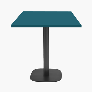 photo 1 tables carrées 70x70cm pied noir - bleu prusse - lot de 4 tables