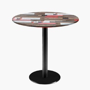 Photo 1 matériel référence ROME70ME1138U: Tables rondes diametre 70cm pied noir - redden wood - Lot de 4 tables