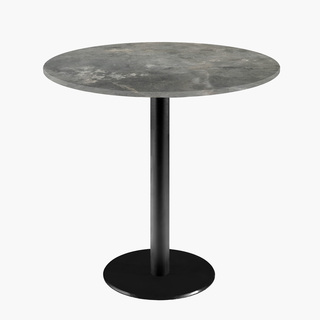 photo 1 tables rondes diametre 70cm pied noir - pierre metallisee - lot de 4 tables