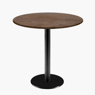 photo 1 tables rondes diametre 70cm pied noir - oxydo bronze - lot de 4 tables