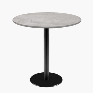 photo 1 tables rondes diametre 70cm pied noir - beton naturel - lot de 4 tables