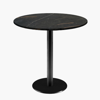 photo 1 tables rondes diametre 70cm pied noir - marbre elite - lot de 4 tables