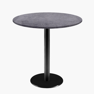 photo 1 tables rondes diametre 70cm pied noir - copperfield gris - lot de 4 tables